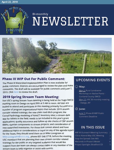 April 2019 Newsletter