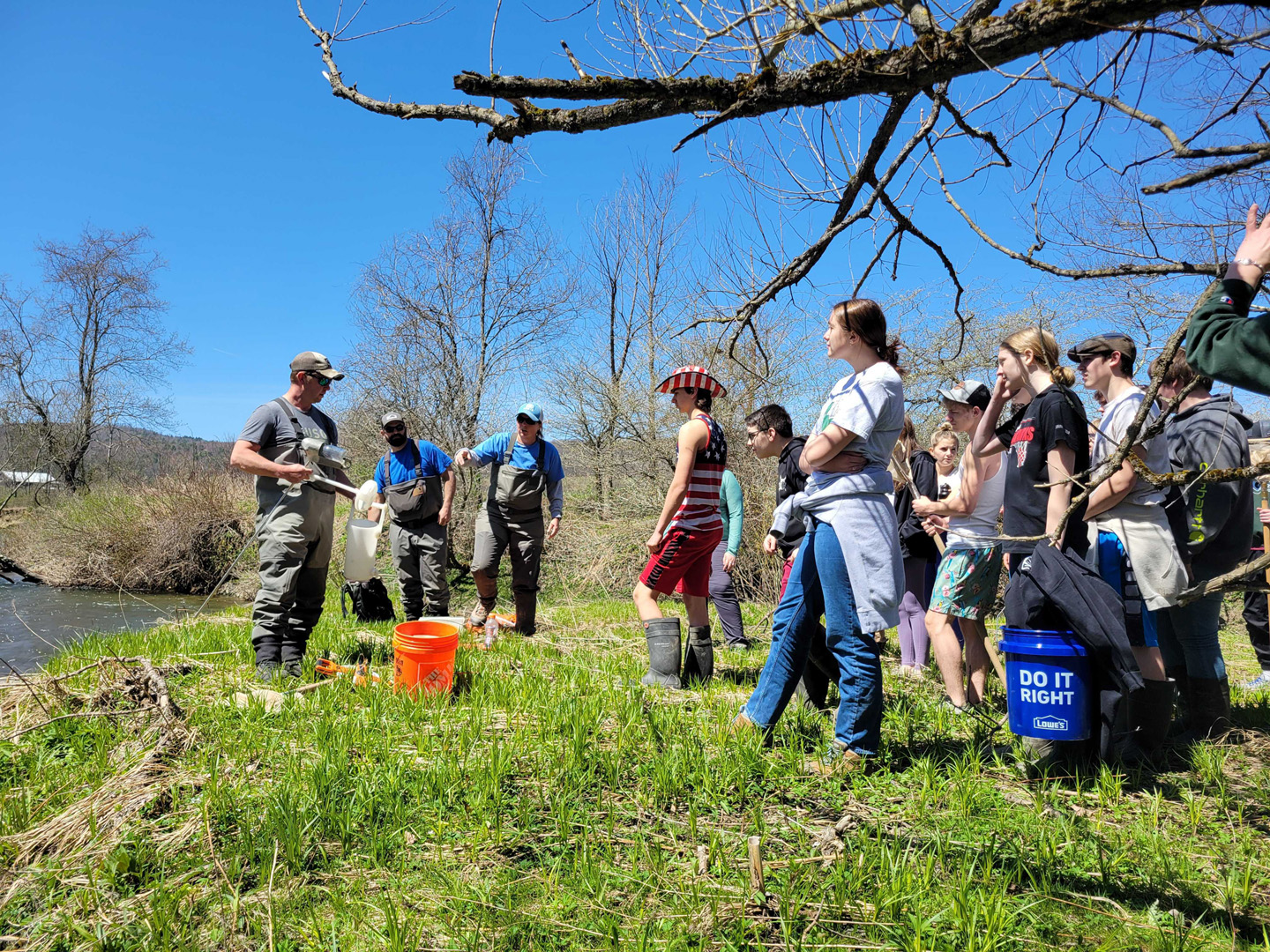 Giving the students some information about the work the SRBC does in the streams and rivers of NY